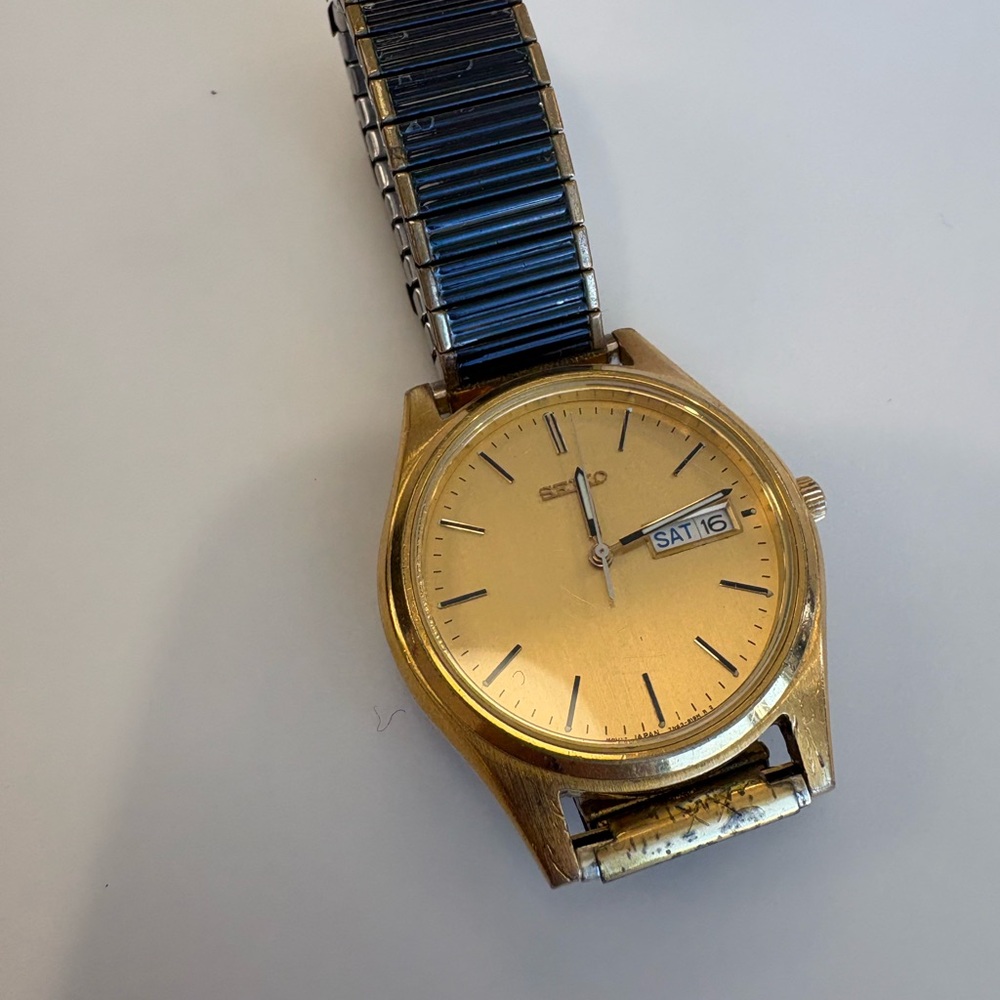 Gold Watch with Black Strap